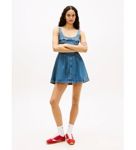 Tommy Hilfiger Pileli Dikişli Denim Kadın Denim Elbise DW0DW220011A5