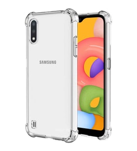 Samsung Galaxy A01 Shock Absorbing Darbe Emicili Şeffaf Silikon Kılıf