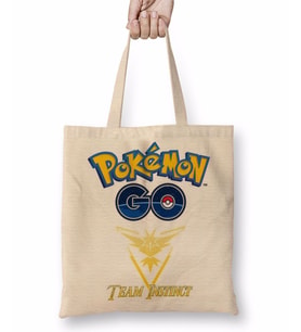 Pokemon Go Team İnstinct Bez Çanta Uzun Saplı