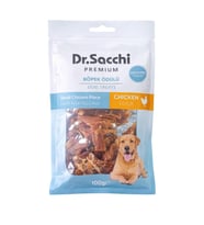 Dr.Sacchi Premium Küçük Tavuk Parçacıklı Tahılsız Köpek Ödülü 100 Gr (Krem)
