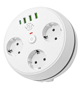 Vea VE-26583 3 LÜ 1.5 Metre Kablolu 3 USB / TYPE-C Girişli Akım Korumalı Grup Priz