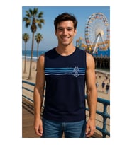 Erkek %100 Pamuk Bisiklet Yaka Çapa Baskılı Kolsuz T-shirt