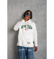 Erkek Baskılı Kapüşonlu Sweatshirt - Beyaz