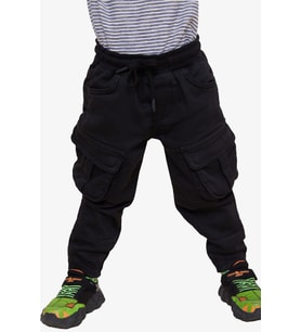 Breeze Girls & Boys Erkek Çocuk Pantolon Kargo Cepli Beli Lastikli 3-7 Yaş, Siyah