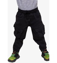 Breeze Girls & Boys Erkek Çocuk Pantolon Kargo Cepli Beli Lastikli 3-7 Yaş, Siyah