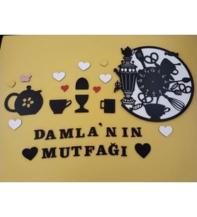 mutfak temalı kişiye özel isim Yazılı DUVAR SAATİ 061610