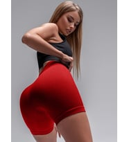 Mistirik Biker Örme Kumaş Seamless Model Fitilli Şort (Kırmızı)