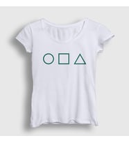 Presmono Kadın Beyaz Green Symbols Squid Game T-Shirt 260398tt (Beyaz)