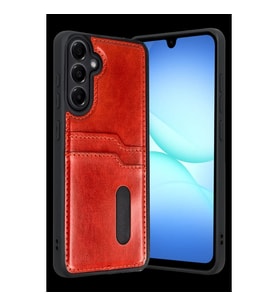 Samsung Galaxy A57 5g Sara Kartvizitli Deri Kılıf - Kırmızı