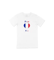 Paris Fransa Bayraklı Kalpli Tişört (Beyaz)