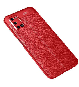 Oppo Reno A92 Kılıf Esnek Pu-Deri Leather-Pu Serisi Protected Case (Kırmızı)