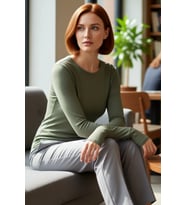 Kadın Antrasit Viskon Çizgili Fitted Uzun Kollu Basic Bluz Cool & Comfort Persona İle Günlük