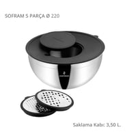 Sofram 5 Parça 24 Cm Karıştırma ve Saklama Kabı 4,60 Litre