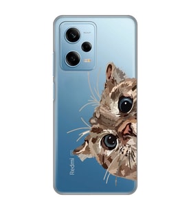 Redmi Note 12 Pro 5G Uyumlu Tatlı Kedi Desenli Şeffaf Telefon Kılıfı