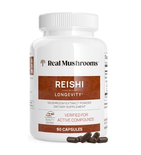 Real Mushrooms Reishi  90 Capsules  Handpicked Organic Mushroom Extracts - Red Reishi for Tranquil Daily Wellness with Verified Beta Glucans Vegan. (Renksiz)