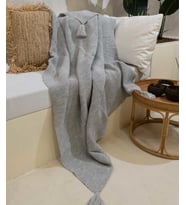 Koza Home Miel Gri Kenarı Ponponlu Tek Kişilik Battaniye 160x220 37106