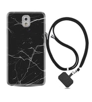 Samsung Note 3 4 5 8 9 20 Ultra 10 Lite Kılıf Boyun Askılı Silikon Siyah Mermer 1299