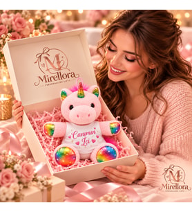 Mirellora Kişiye Özel Mesajlı Pembe Unicorn Peluş Oyuncak