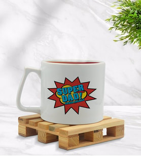 BK Gift Kişiye Özel Süper Baba Tasarımlı Middle Beyaz Kupa Bardak Model 1
