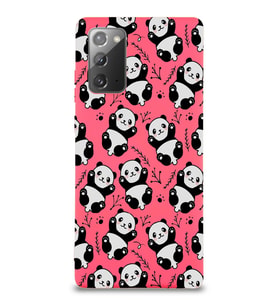 Samsung Galaxy Note 20 Uyumlu Lansman Kılıf Panda Tasarımlı İçi Kadife Kapak-Neon Pembe (Şeffaf)