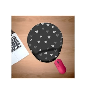 Minik Siyah ve Beyaz Kalpler Bilek Destekli Mouse Pad