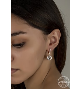 Union Swarovski Crystal Kadın Beyaz Zirconia Kadın Rose Gümüş Küpe