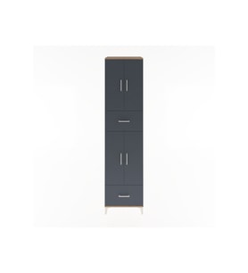 Hyperion Dolap 4 Raflı 2 Çekmeceli 4 Kapaklı 60x44x243 Çam-Antrasit