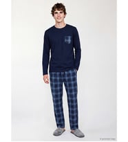LC WAIKIKI Lacivert Regular Fit Ekose Erkek Pijama Takım