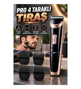 Şarjlı Saç ve Sakal Tıraş Makinesi Paslanmaz Çelik Bıçaklı Ayarlanabilir Tarak 3-12 mm