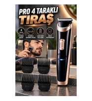 Şarjlı Saç ve Sakal Tıraş Makinesi Paslanmaz Çelik Bıçaklı Ayarlanabilir Tarak 3-12 mm