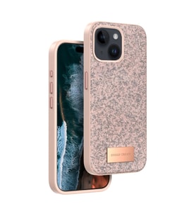 Northcity Apple iPhone 15 ile Uyumlu Parlak Simli ve Boncuk İşlemeli Kapak - Pembe