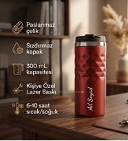 Kişiye Özel Baskılı Geometrik Desenli Termos Bardak 300mL