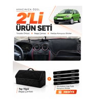 e-biz FORD FİESTA TİP 1 (2002-2009) Uyumlu Torpido Örtüsü + Tay Tüyü Bagaj Çantası - Siyah - FO007