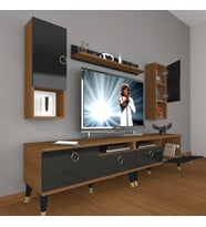 Decoraktiv Eko 5220DA Mdf Gold Tv Ünitesi Tv Sehpası (Siyah - Ceviz)