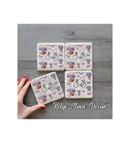 bilge tasarım Stone Decor Taş Bardak Altlığı 4'lü Set 10x10x1 Cm desenli