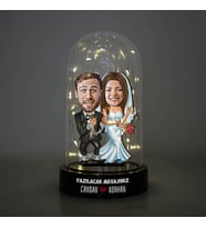 Birbirine Çok Bağlı Çiftler Karikatürlü Işıklı Fanus Biblo