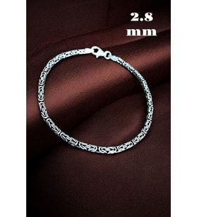 925 Ayar Gümüş Yuvarlak Kral Bileklik 2.8 mm