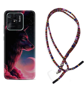 Xiaomi Poco X3 Pro M4 Pro X4 Pro C40 10C Kılıf Boyun Asklı Rasta Silikon Wolf and Moon 1380
