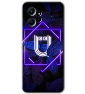Redmi Note 12 4G Kılıf HD Desen Baskılı Kılıf - Dark Neon Yaprak Ü Harfi