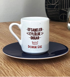 Kişiye Özel Efsaneler Eylülde Doğar Türk Kahvesi Fincanı Doğum Günü Hediyesi (Lacivert)