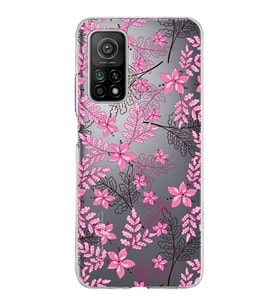 Xiaomi Mi 10 T Uyumlu Kapak Floral Pembe Tasarımlı Şeffaf Silikon Kılıf