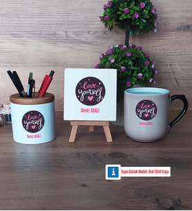 Love Yourself Dekoratif Taş, Kalemlik, Sihirli Oval Kupa Bardak Hediye