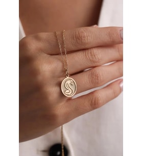 Kişiye Özel 925 Ayar Gümüş Yılan Model Kolye (Gold)