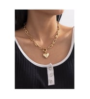 Altın Renk Kadın Tiffany Model Kalpli Lüks Yeni Sezon Kolye - 2412