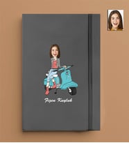 Kişiye Özel Motorcu Kadın Model 13x21 Gri Defter-52
