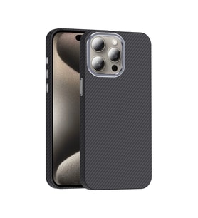 Apple iPhone 15 Pro Max Kılıf M-safe Şarj Özellikli Karbon Fiber Görünümlü Zore Gros Kapak