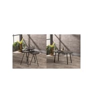 Zigon Sehpa Ve  Orta Sehpa Set  Metal  Elips Siyah Mermer Desen