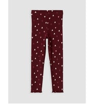 LC WAIKIKI Bordo Kalp Desenli Kız Çocuk Fitilli Tayt