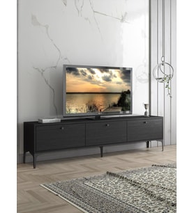Wood'n Love Etna Premium Metal Ayaklı Dolaplı 180 Cm Tv Ünitesi - Siyah / Siyah