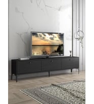 Wood'n Love Etna Premium Metal Ayaklı Dolaplı 180 Cm Tv Ünitesi - Siyah / Siyah